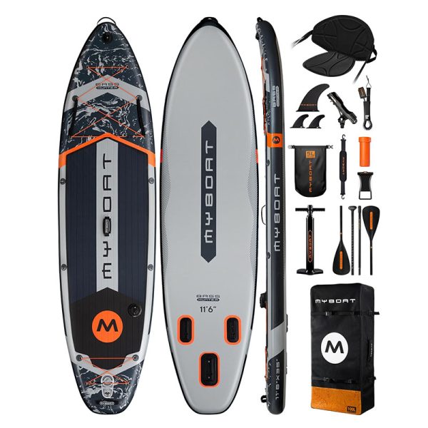 پدل بورد بادی مای بُت MYBOAT Bass Hunter-PRO-Gray 11'6" Inflatable SUP